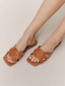 Styleloop Brown Sandals Summer Open-Toed Bohemian Vacation Shoes Cross-Strap Black Straw Shoes Hemp Rope Woven Soft-Soled Outer Wear Slippers Holiday Travel Essential Boho Cowgirl Outfit - Brown oil edge - View 5