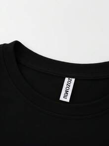 Conjunto de 2 piezass playera y pantalón con elástico en la cintura y pierna ancha estampado Estrella Brillante - Negro - Ver 4