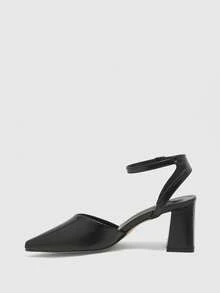 CUCCOO BIZCHIC 女士尖头搭扣设计时尚高跟鞋，适合日常穿着 - 黑色 - 查看 4