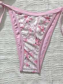 Swim Mod Women's Floral Lace Swimsuit Set, Vacation & Beach - Baby Pink - View 5
