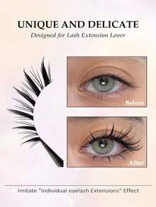 Asiteo 5对猫眼狐狸眼卡通假睫毛，加长飞扬睫毛尖，3D逼真卷翘，柔软透明细带仿貂毛假睫毛，仿貂毛睫毛嫁接，条状假睫毛，睫毛，假睫毛 - 眼尾拉長款 - 查看 3