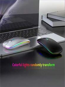 Teckwe Ratón inalámbrico recargable, compatible con modo inalámbrico y 2.4GHz de doble modo, receptor nano para PC, portátil. Ratón de juego ergonómico con retroiluminación LED, batería de 300mAh 3.7V, con opción de 3 colores - Multicolor - Ver 2