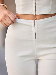 L'Amorae Sexy Hook & Eye Waist Slimming Bermuda Shorts, Solid Color, Spring/Summer - Beige - View 6