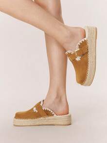 Styleloop Giày bệt nữ, giày lười đế bằng, giày mules đế bằng thoải mái cho kỳ nghỉ, chất liệu dệt, phong cách Mỹ cổ điển, phong cách Bohemian, giày bốt cao bồi, trang phục dự lễ hội âm nhạc Coachella, trang phục dự tiệc. - Lạc đà - Xem 7