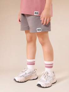 SUMWON Boys Oversized Pink Surf Crew Graphic T-Shirt And Grey Shorts Summer Co-Ord Set With Mixed Text Print - Multicolor - View 4