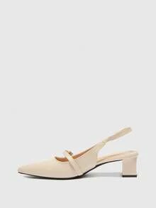 CUCCOO BIZCHIC Women's Shoes Beige Pointed Empty Thick Heel Sandals, Commuter Workplace Versatile Models - Apricot - View 4