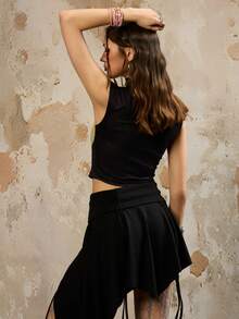 INAWLY Blusa casual para mujer con estampado floral, cuello mandarín y decoración de strass - Negro - Ver 4