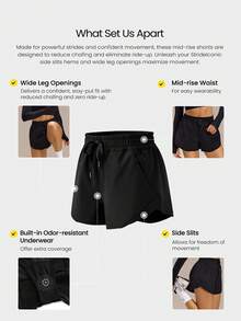 GLOWMODE Quần short VitalSwift Sleek Strides 3 inch, nhẹ, nhanh khô, co giãn, khử mùi, xẻ tà bên hông, túi khóa kéo, thích hợp cho tập luyện tennis, chạy bộ, thể dục, tập gym. - màu đen - Xem 3