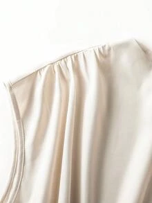 GlowEve Vestido mini elegante y de moda con cuello plisado y unicolor para fiesta - Albaricoque - Ver 7