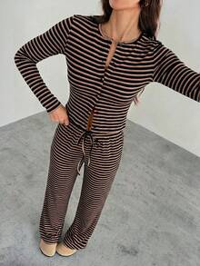 SHEIN Tall Bộ 2 món - Áo hoodie tay raglan màu đen dáng rộng có lớp lót giữ nhiệt và quần thể thao ống rộng. - màu đen - Xem 6