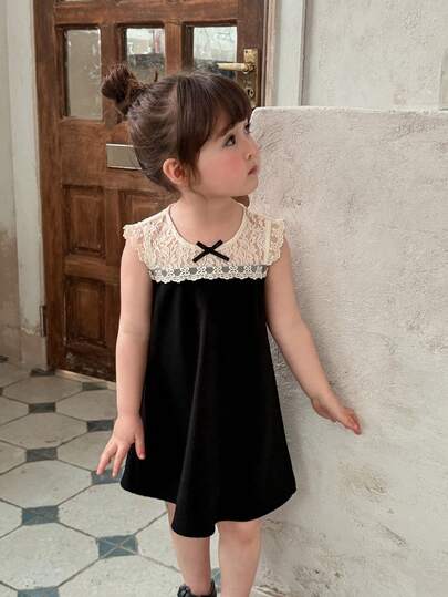 Dazy Kids Infant/Toddler Girls' Round Neck Color Block Sleeveless Party Birthday Dress