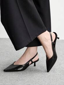 CUCCOO BIZCHIC New Autumn Pointed Toe High Heel Textured Decor Versatile Women Pumps Spring Shoes - Black - View 4
