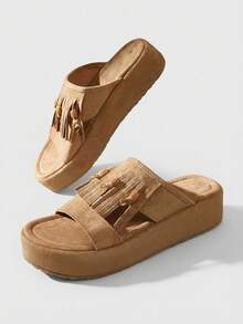 HighSole Women's Open Toe Flat Sandals Lightweight Breathable Daily Wear - Brown - View 7