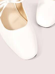 CUCCOO DOLLMOD Women's Rhombus Bow Half Slippers Beige Temperament Outer Shoes - Off-white - View 5