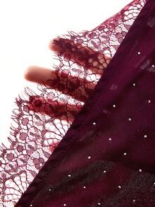 LYSMO 2026 New Arrive Minimalism Spring/Summer Women's Sexy Lace Patchwork Rhinestone Asymmetric Hem Backless Halter Top, Summer - Burgundy - View 8