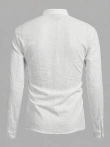 SWAVVY 男士时尚字母刺绣长袖衬衫配领带 - 白色 - 查看 2