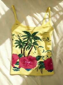 Glimmora Women's Fitted Cropped Camisole - White - View 4