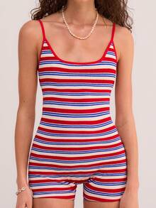 Athîral Women's Casual Striped Camisole Jumpsuit - Multicolor - View 5