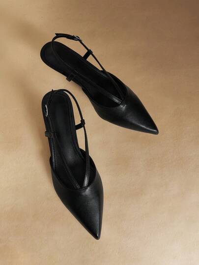 Rosivie Pointed Toe High Heel Shoes, Thin Heel Slip-On Peep Toe Pumps For Women