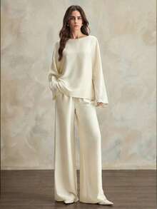 Ontre 2026 New Early Spring Pink Crinkle Satin Elastic Waist Women's Skirt, Suitable For Modern Urban Party, Back To School Season, Wedding, Casual Minimalist Fashion Daily Wear, Bohemian Style, Vacation, Festival, Spring - Apricot - View 8