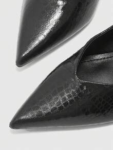CUCCOO BIZCHIC New Autumn Pointed Toe High Heel Textured Decor Versatile Women Pumps Spring Shoes - Black - View 9