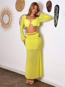 EgrlEra 女士绿色休闲度假两件套 - 綠色 - 查看 4