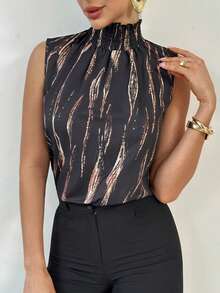 Firerie Women's Elegant Dignified Minimalist Commuter Metal Art Graffiti Sleeveless Top - Multicolor - View 1