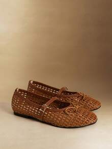 Rosivie Low Vamp Mary Jane Shoes Women's 2026 New Summer Sandals French Hollow Small Leather Shoes With Shoes - Brown - View 3