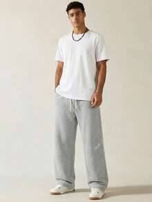 SWAVVY 男士抽绳腰带刺绣口袋休闲日常运动裤 - 灰色 - 查看 4