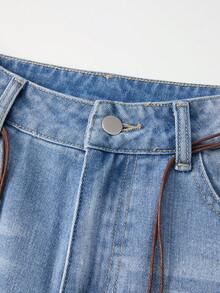 GlowEve Women's Casual Washed Ombre Wide Leg Jeans - Blue - View 7