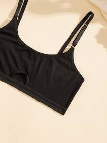 NudeFit 2 piezas Conjunto de sujetadores deportivos minimalistas para mujer, ropa interior casual delgada - Negro - Ver 8