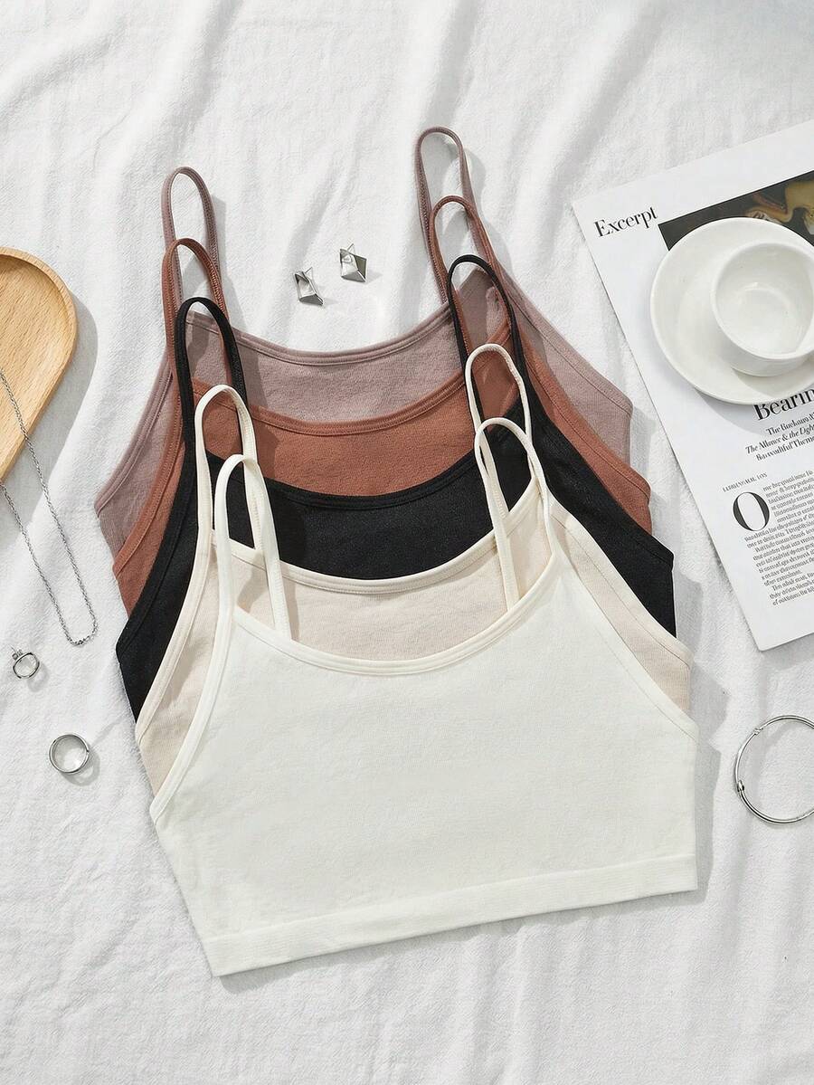 SHEIN Camiseta de tirantes casual de unicolor para adolescentes - Multicolor - Ver 1