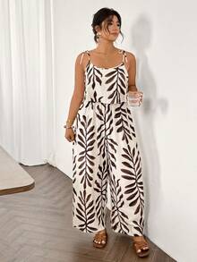 SHEIN Frenchy 大码休闲度假纹理纯色连体裤 - 彩色 - 查看 6