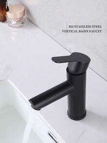 1pc Stainless Steel Bathroom Sink Faucet Single Hole Single Handle Cold And Hot Mixed Washbasin Faucet Countertop Installation (1Hole ) Plating Bathroom Accessories Bathroom Tools - Multicolor - View 6