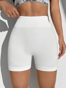 SHEIN Velisys 2件套女士纯色弹力无缝运动短裤 - 彩色 - 查看 6