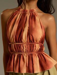 Athîral Women's Ombre Pleated Backless Halter Neck Camisole - Multicolor - View 4