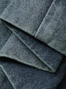 DAZY Calça jeans feminina pré-adolescente com bolso bordado com letras, pernas largas e modelagem solta. - Azul - Ver 9