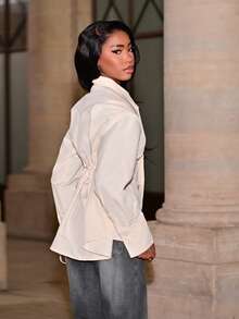 Mima John 优雅领结长袖衬衫，适合日常穿着 - 黃色 - 查看 5