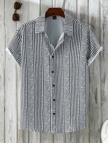 Manfinity Homme Men's Summer Holiday Printed Short-Sleeve Shirt - Black - View 4