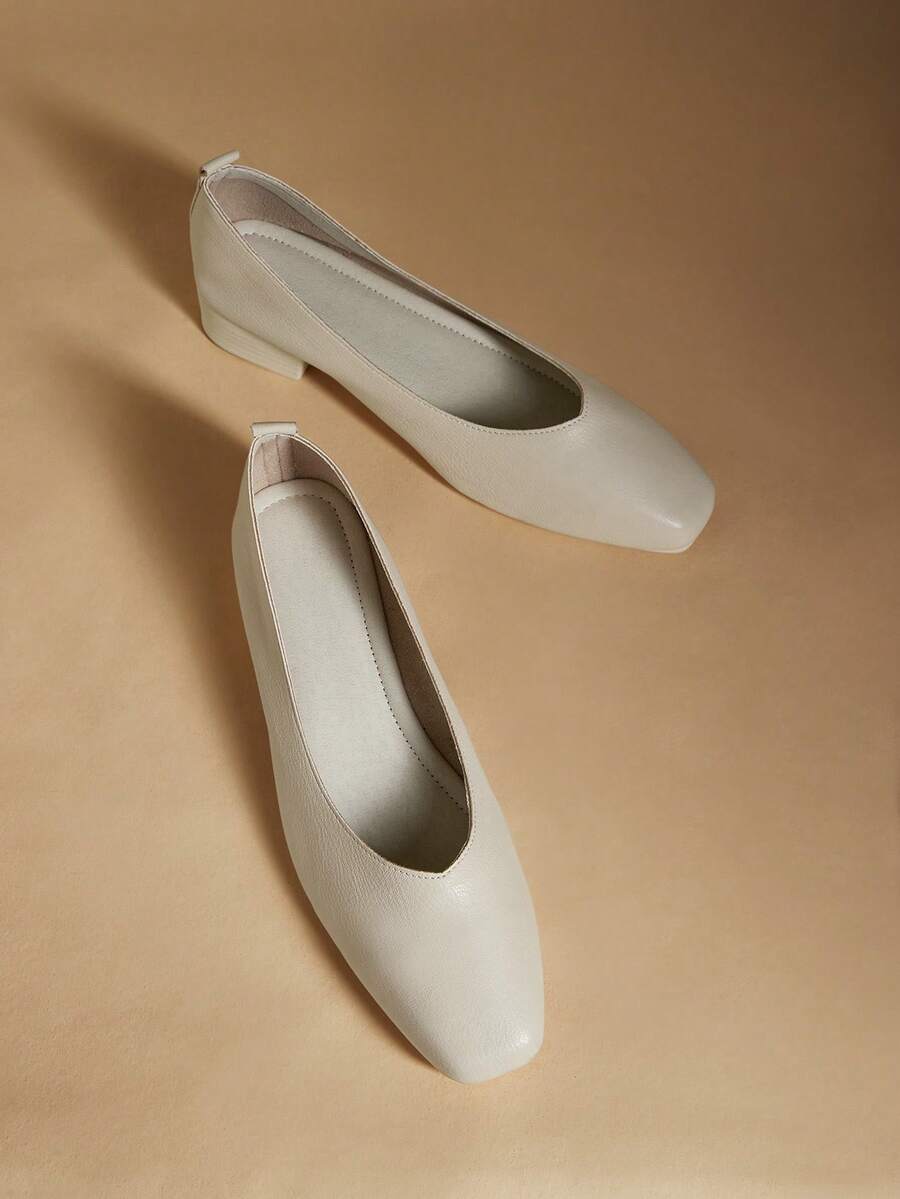 Rosivie Bombas de tacón grueso versátiles y minimalistas para uso diario de moda para mujer - Albaricoque - Ver 1