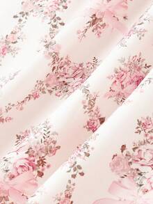 SHEIN MOD Women's Elegant Floral Print Mid-Length Dress, Summer - Pink - View 6