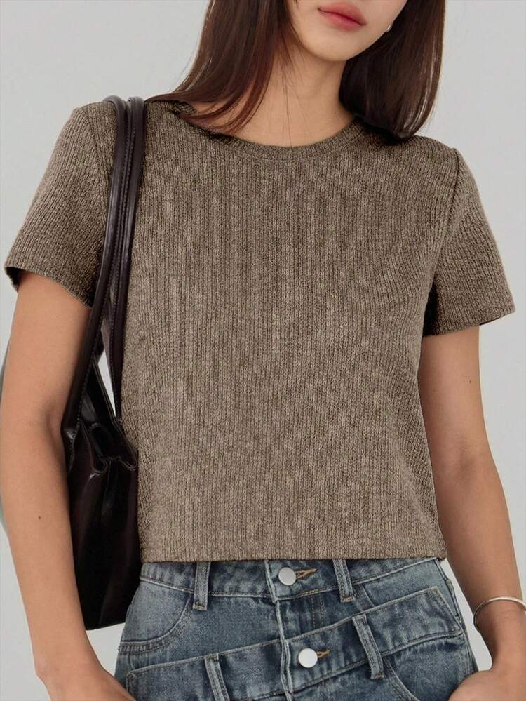 Women's Loose Casual Business Office Wear Street Style Short Sleeve T-Shirt, Suitable For Spring And Summer