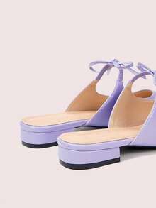 CUCCOO DOLLMOD 女士蝴蝶结半拖鞋 米色气质外鞋 - 紫色 - 查看 4