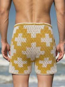 Manfinity Swimmode Men's Drawstring Waist Geometric Print Casual Versatile Daily Wear Shorts - Multicolor - View 2