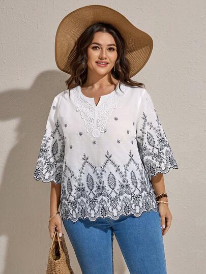 Comfylo 大码休闲刺绣衬衫