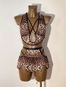 女士性感内衣三件套 - 棕色 - 查看 6