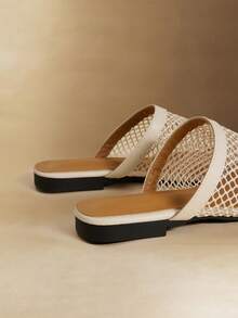 Rosivie Women's Casual Versatile Hollow Out Flat Sandals, Summer - Apricot - View 5