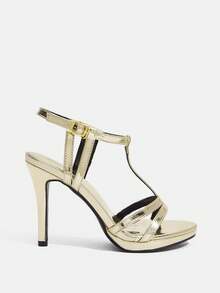 CUCCOO SZL Sandalias de tacón doradas elegantes y de moda para fiestas - Dorado - Ver 6