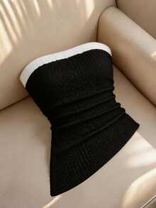 Franclia Women's Elegant Romantic Ruffle Trim Fitted Tube Top, Summer - Black - View 1