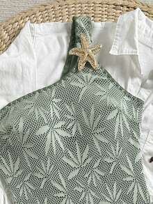 Swim Vcay Sexy One-Piece Swimsuit For Women, Shell & Starfish Decor, Bodycon Beach Holiday Swimwear - Army Green - View 3